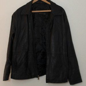 Serge Platini Men's Leather Jacket, black, size L